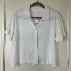 NWT Lou & Grey lightweight white terry cloth shirt, size medium!